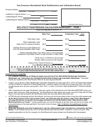 Document preview: Form 542 Utility Passthrough Calculation Worksheet - City and County of San Francisco, California, 2023