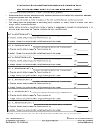 Form 542 Utility Passthrough Calculation Worksheet - City and County of San Francisco, California, Page 2