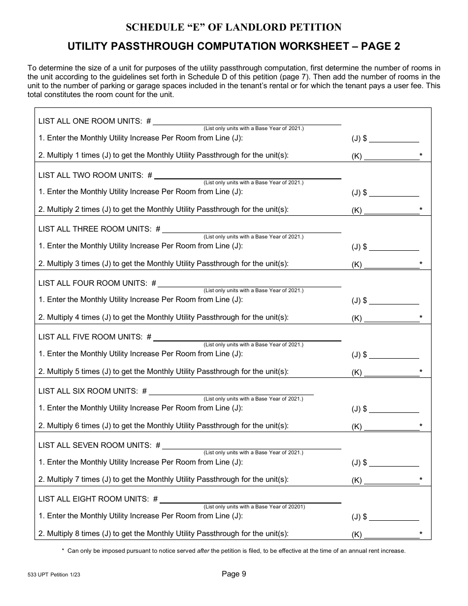 Form 1 (533) Utility Passthrough Petition - City and County of San Francisco, California, Page 10