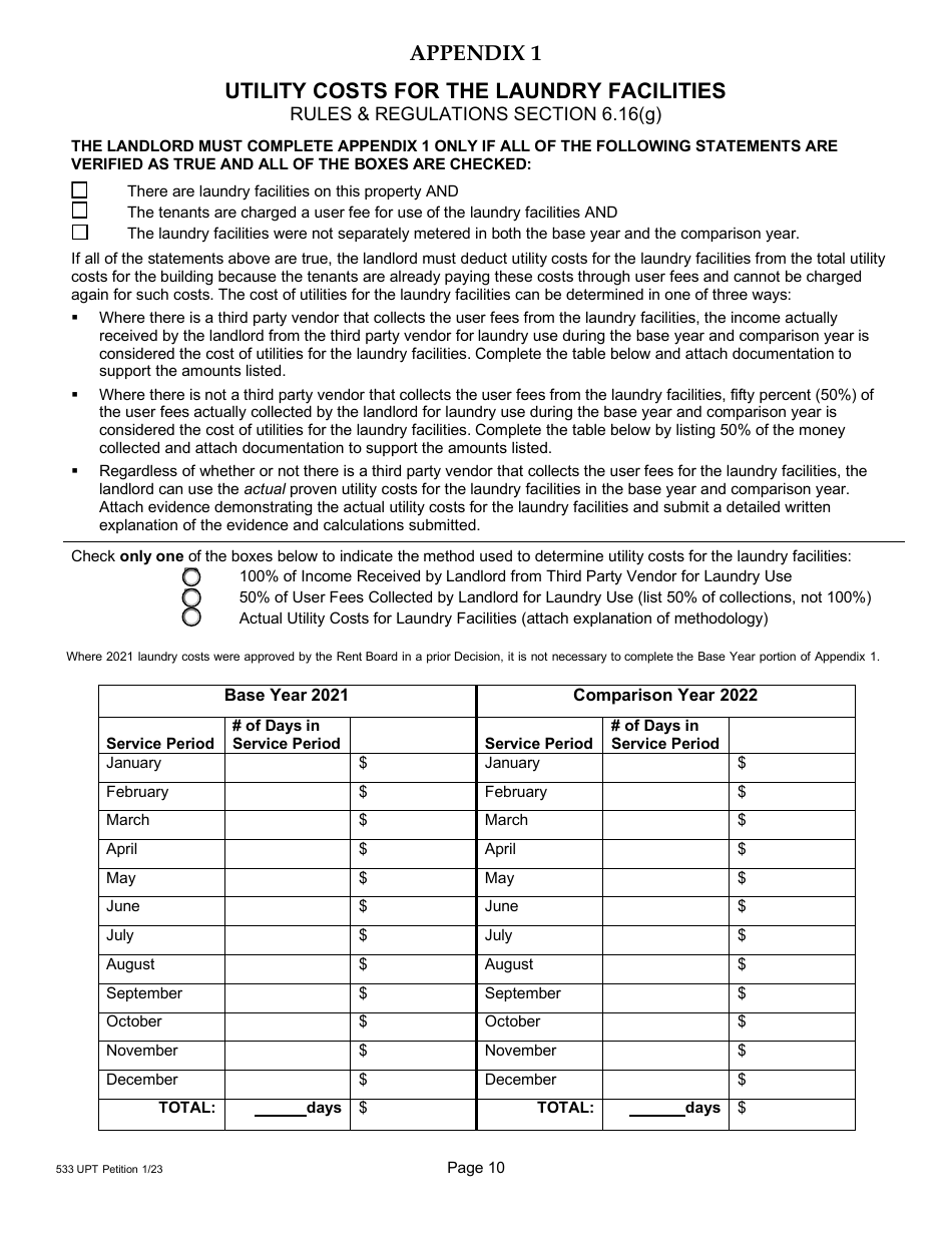 Form 1 (533) Utility Passthrough Petition - City and County of San Francisco, California, Page 11