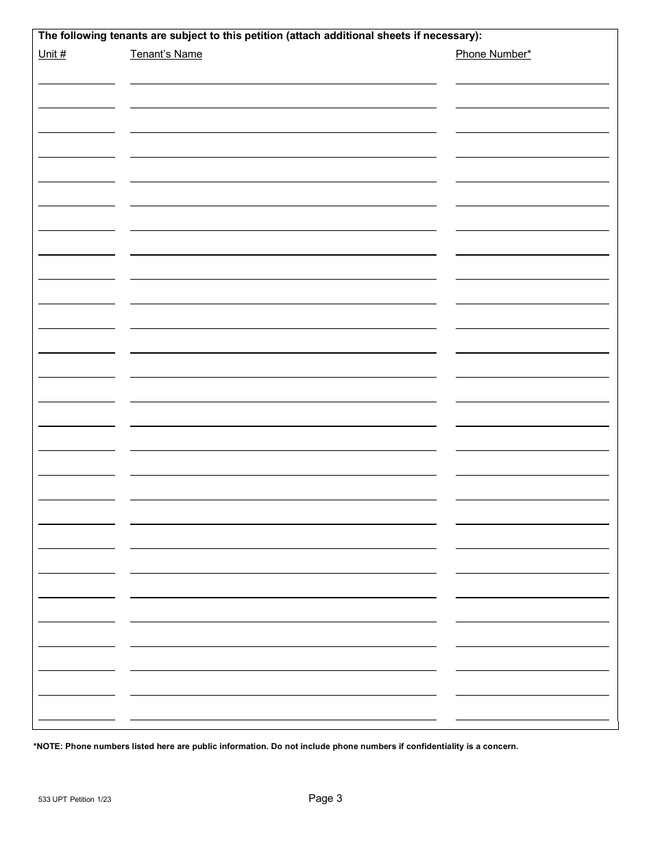 Form 1 (533) Utility Passthrough Petition - City and County of San Francisco, California, Page 4