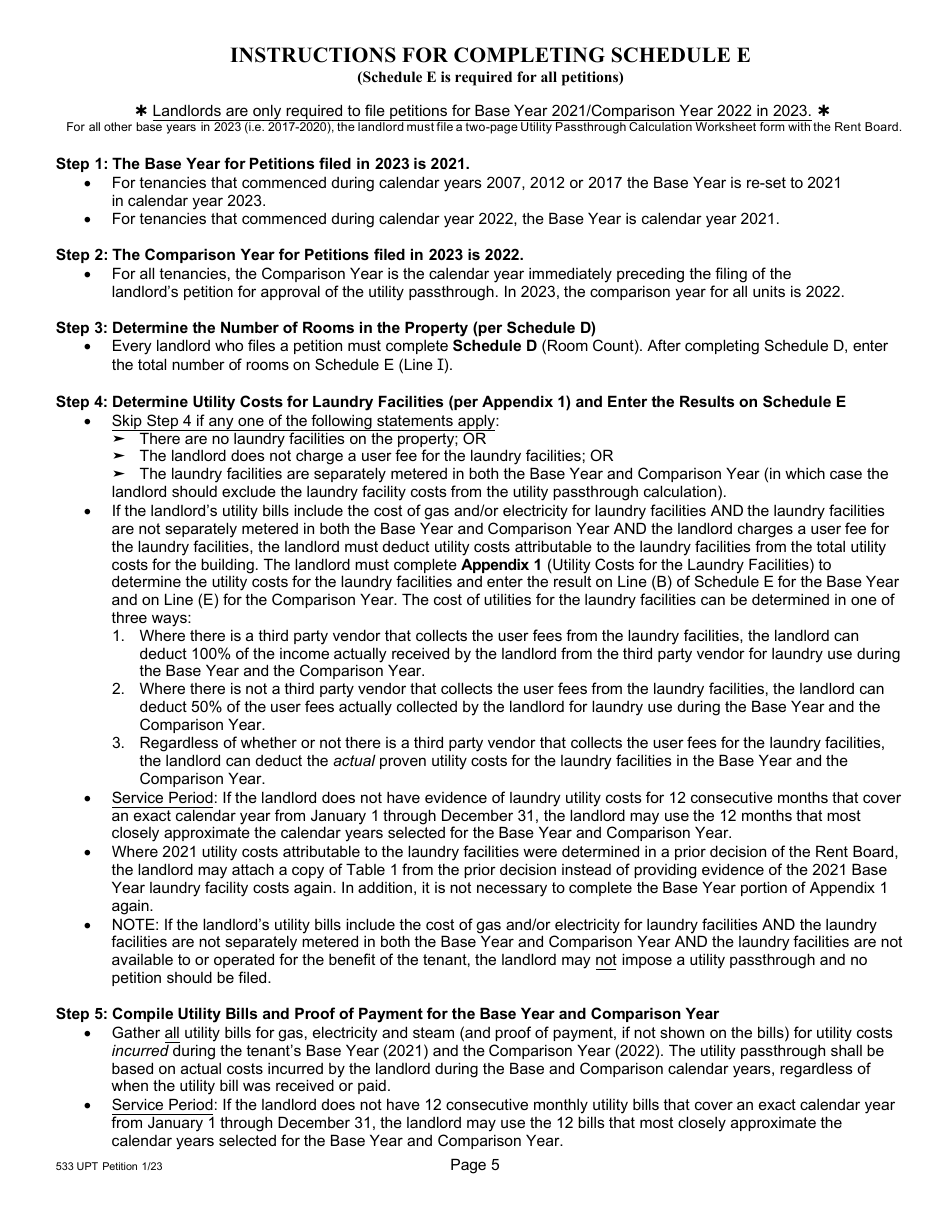Form 1 (533) Utility Passthrough Petition - City and County of San Francisco, California, Page 6