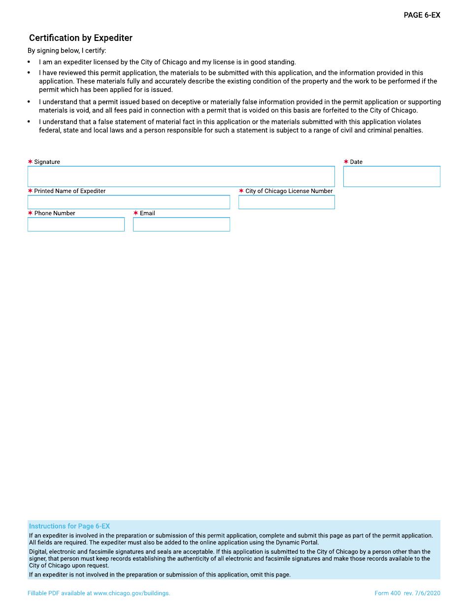 Form 400 Building Permit Application - City of Chicago, Illinois, Page 11
