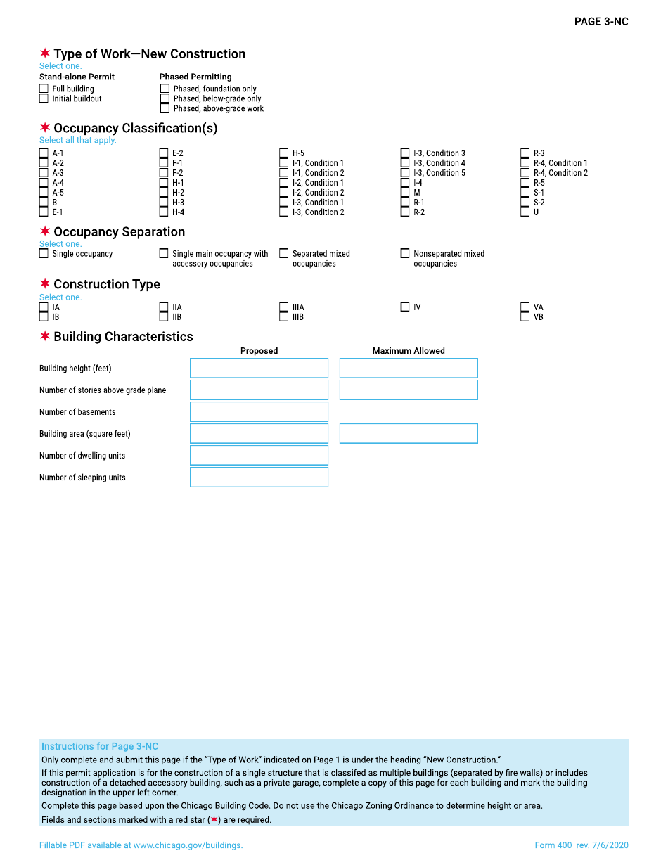 Form 400 Building Permit Application - City of Chicago, Illinois, Page 3