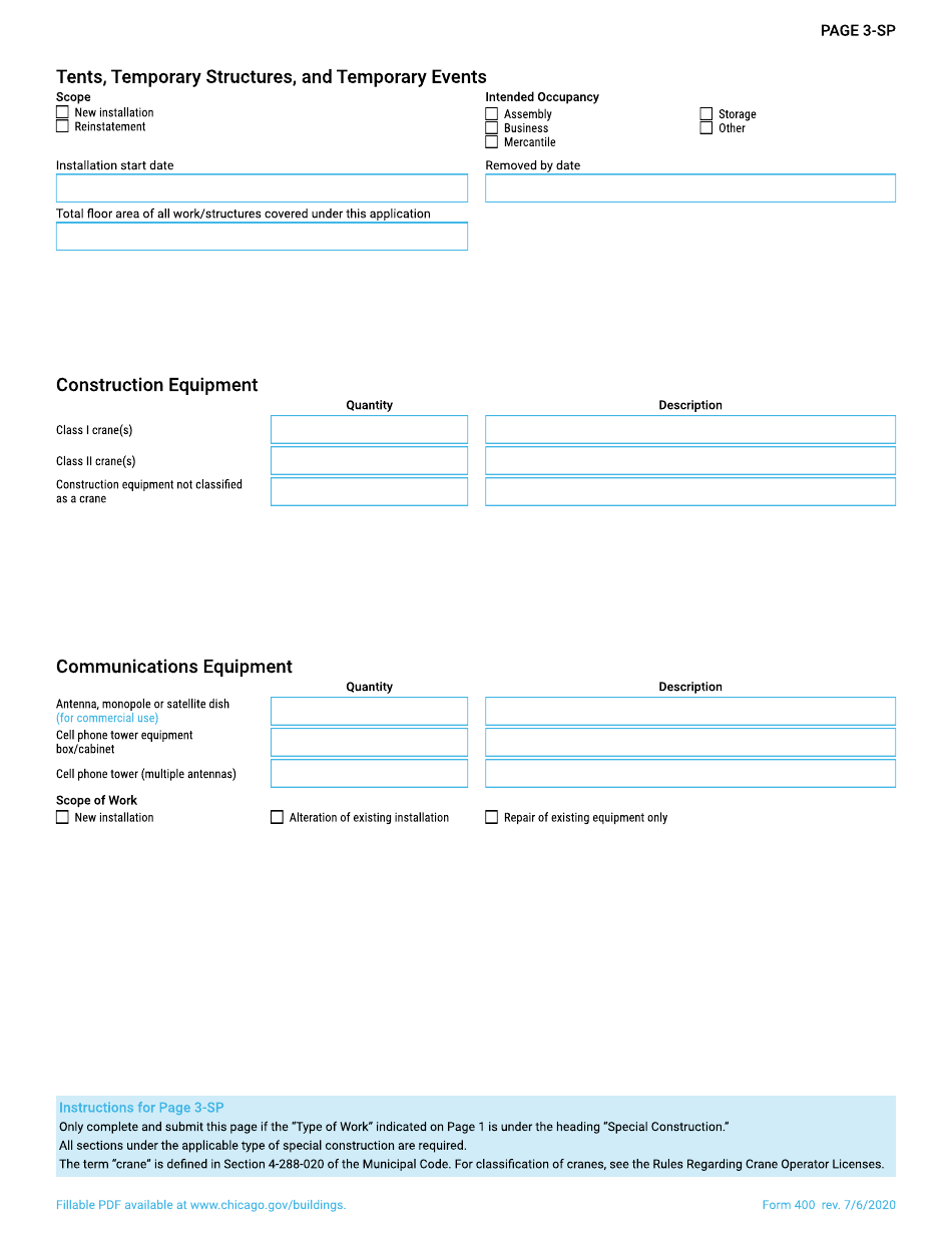 Form 400 Building Permit Application - City of Chicago, Illinois, Page 5