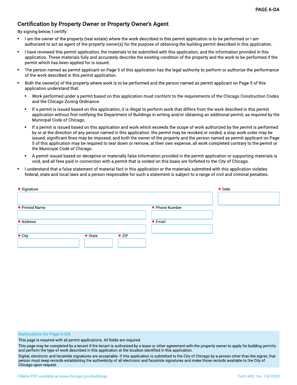 Form 400 Building Permit Application - City of Chicago, Illinois, Page 8