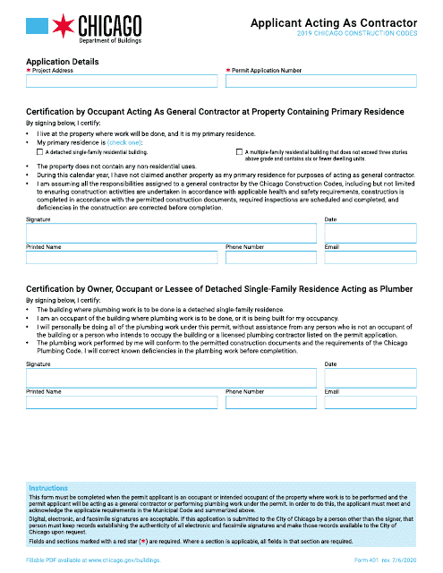 Form 401  Printable Pdf