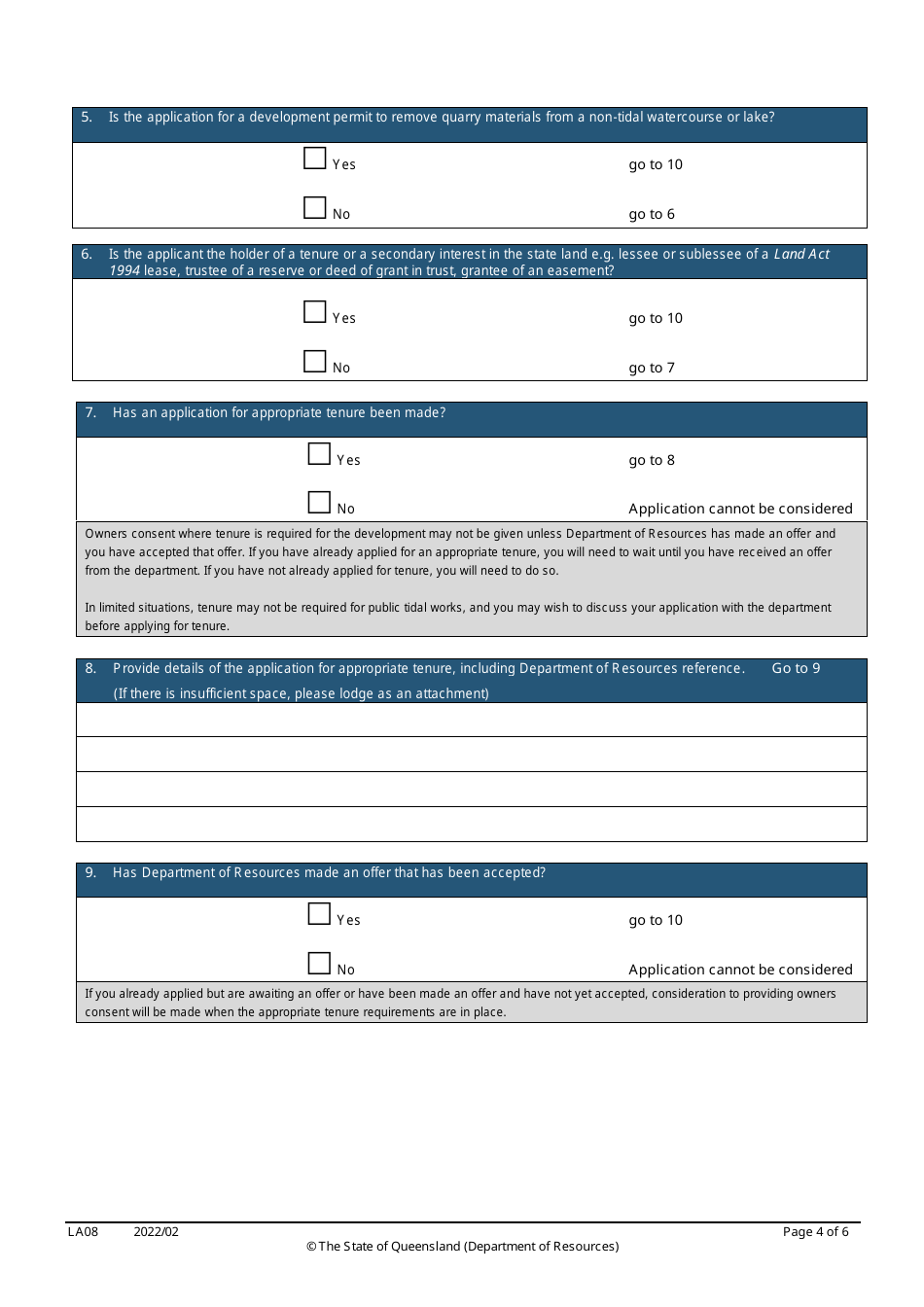 Form LA08 Part B Owners Consent to Development Application - Queensland, Australia, Page 4