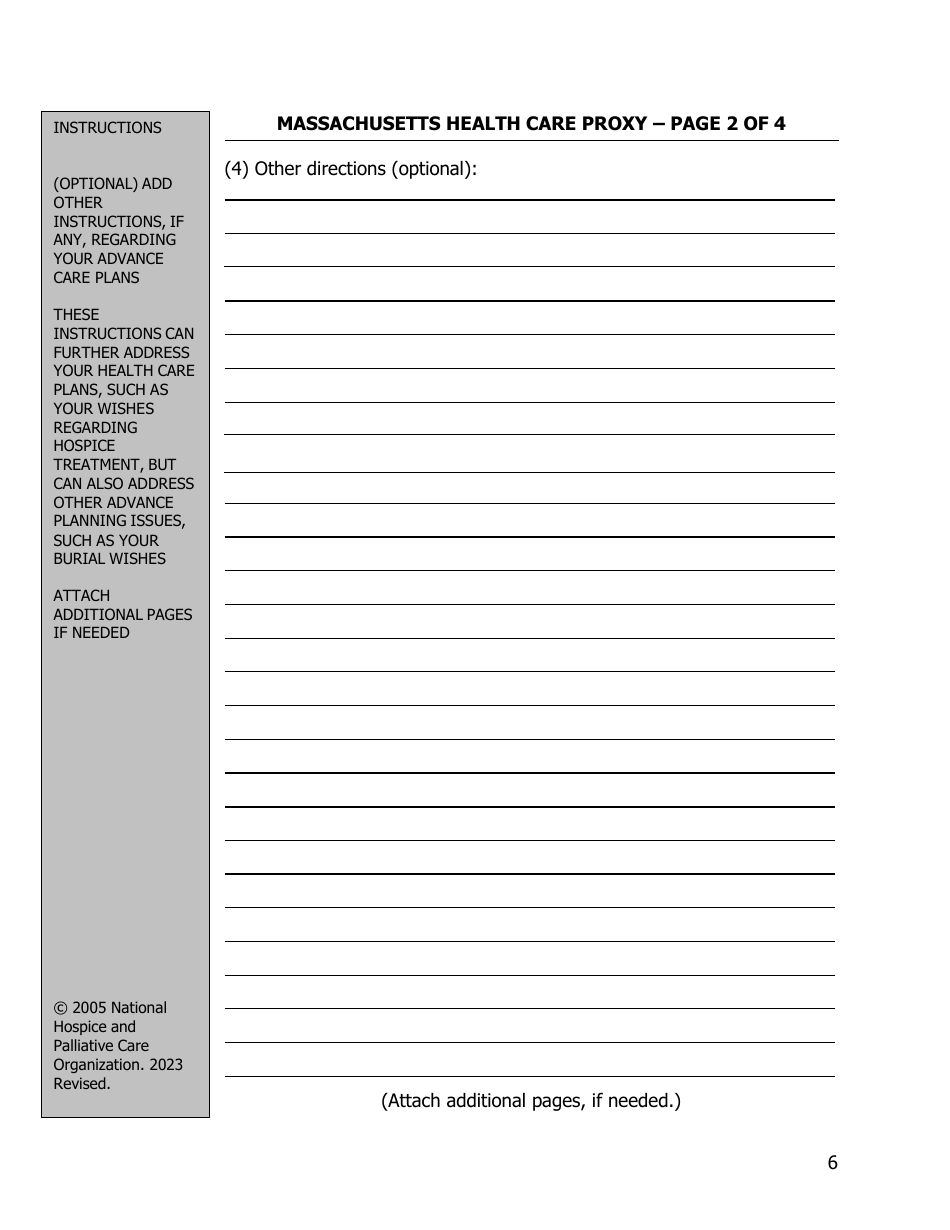 Massachusetts Health Care Proxy - National Hospice and Palliative Care Organization - Massachusetts, Page 6