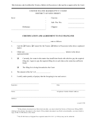 Document preview: Certification and Agreement to Pay Filing Fee - New Jersey