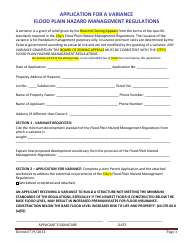 Application for a Variance Flood Plain Hazard Management Regulations - Montana