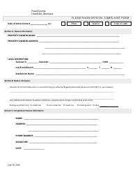 Flood Plain Official Complaint Form - Montana