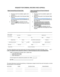 Document preview: Request for Criminal Record Check (Dpsqa) - Arkansas