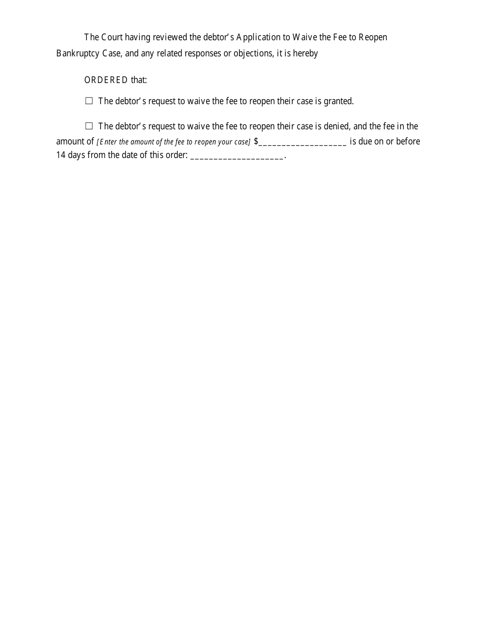 Application to Waive the Fee to Reopen Bankruptcy Case - New Jersey, Page 9