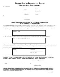 Document preview: Alias Summons and Notice of Pretrial Conference in an Adversary Proceeding - New Jersey