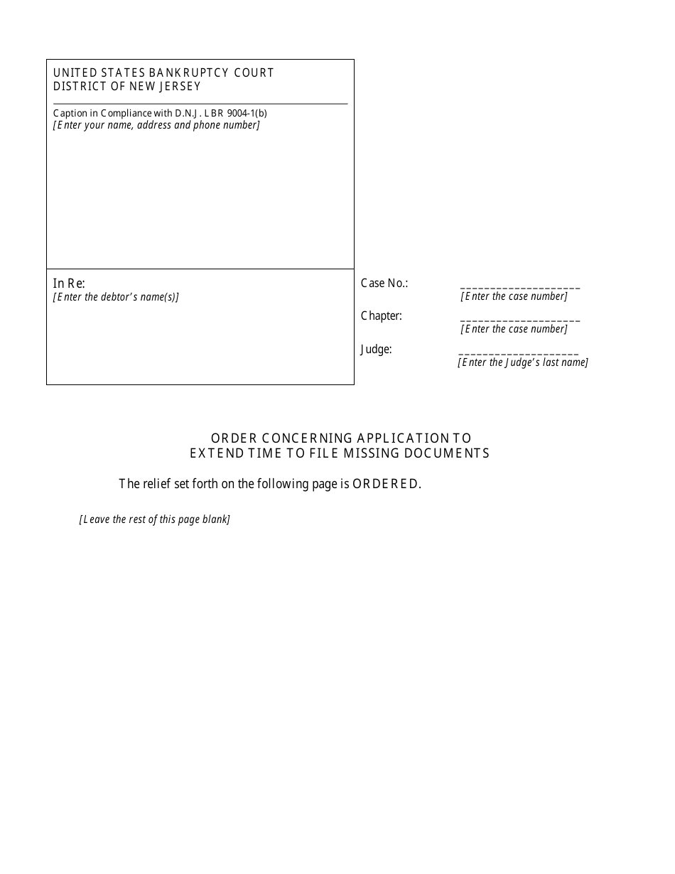 Application to Extend the Time to File Missing Documents - New Jersey, Page 8