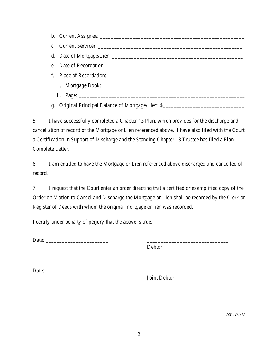 Certification in Support of Motion to Cancel and Discharge Mortgage or Lien - New Jersey, Page 2
