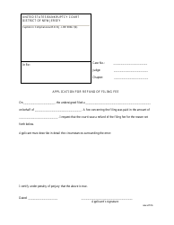 Document preview: Application for Refund of Filing Fee - New Jersey