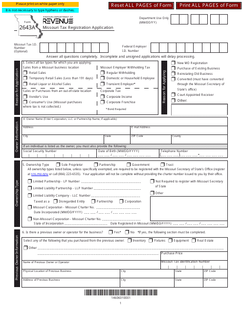 Form 2643A  Printable Pdf