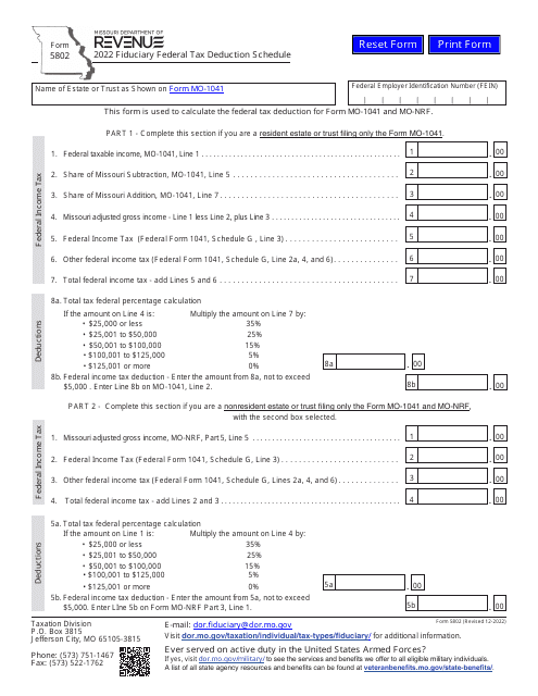 Form 5802 2022 Printable Pdf