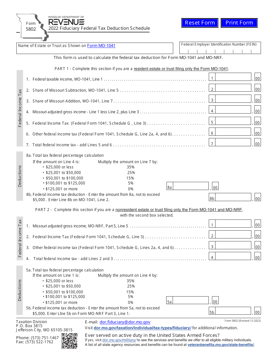 Form 5802 - 2022 - Fill Out, Sign Online and Download Fillable PDF ...