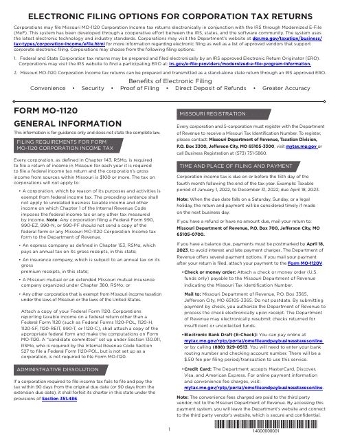 Form MO-1120 2022 Printable Pdf