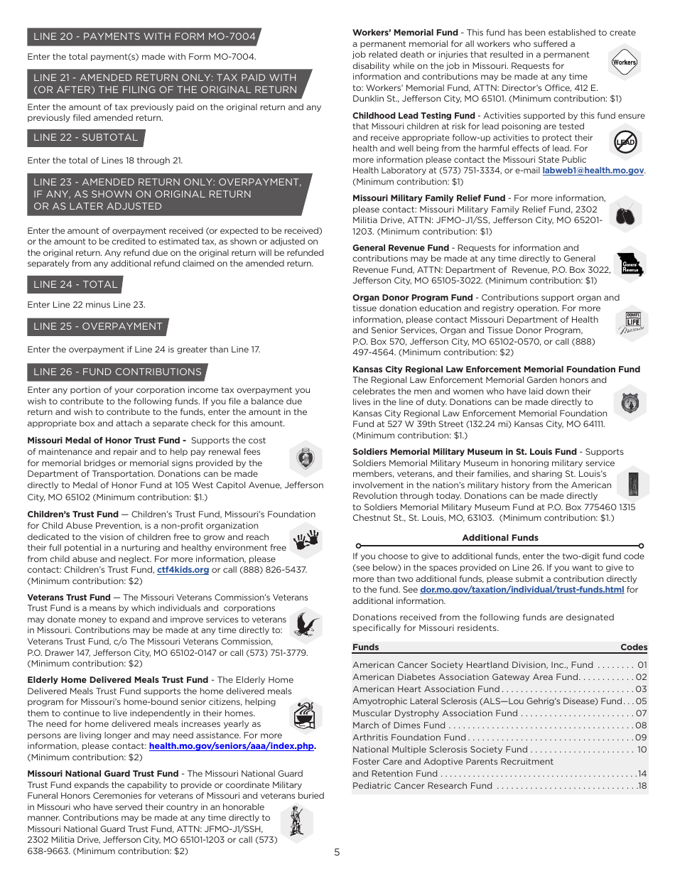 Instructions for Form MO-1120 Corporation Income Tax Return - Missouri, Page 5