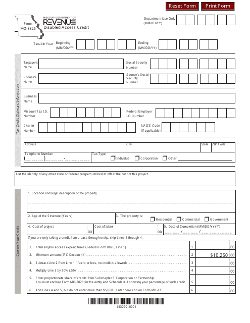 Form MO-8826 2022 Printable Pdf