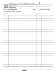 Document preview: AF Form 808 Cash Account - Inmate's Personal Deposit Fund