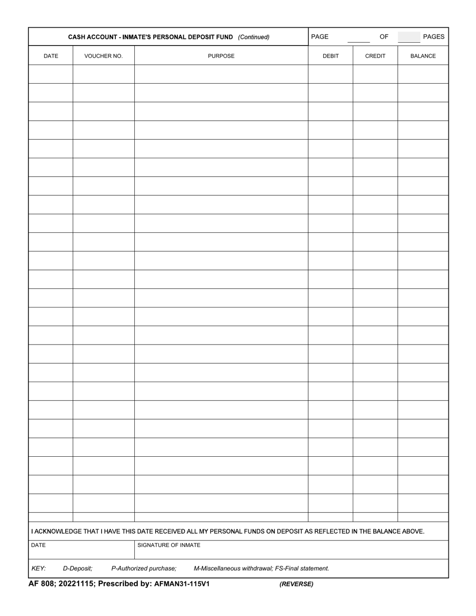 AF Form 808 - Fill Out, Sign Online and Download Fillable PDF ...