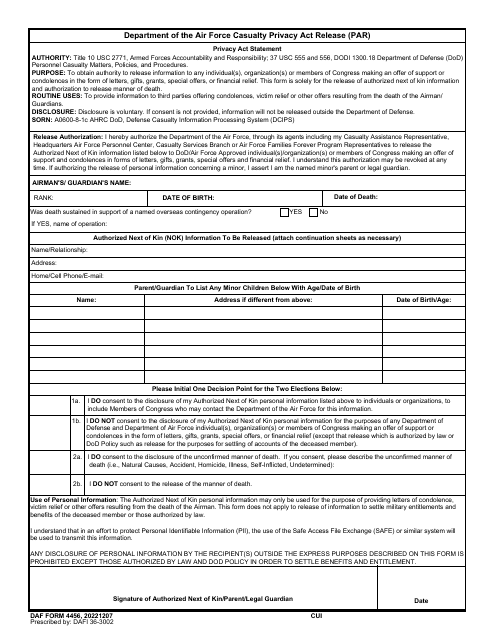 DAF Form 4456  Printable Pdf