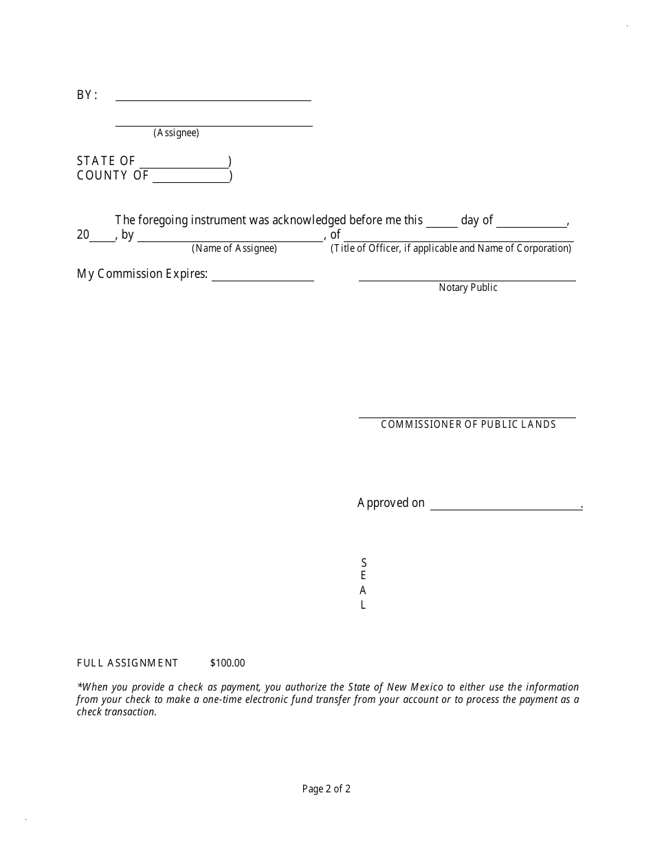 Full Assignment of Right-Of-Way and Easement - New Mexico, Page 2