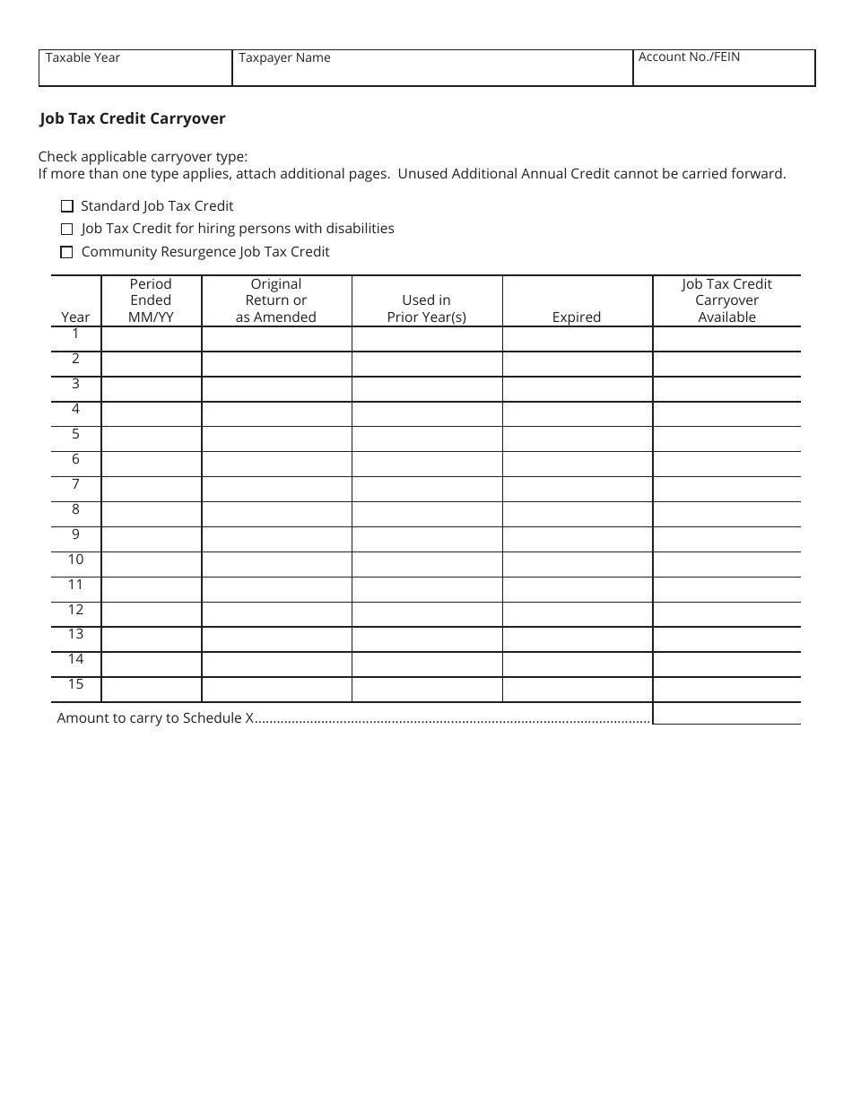 Form RV-F1402401 Schedule X Franchise and Excise Tax Job Credit Computation - Tennessee, Page 3