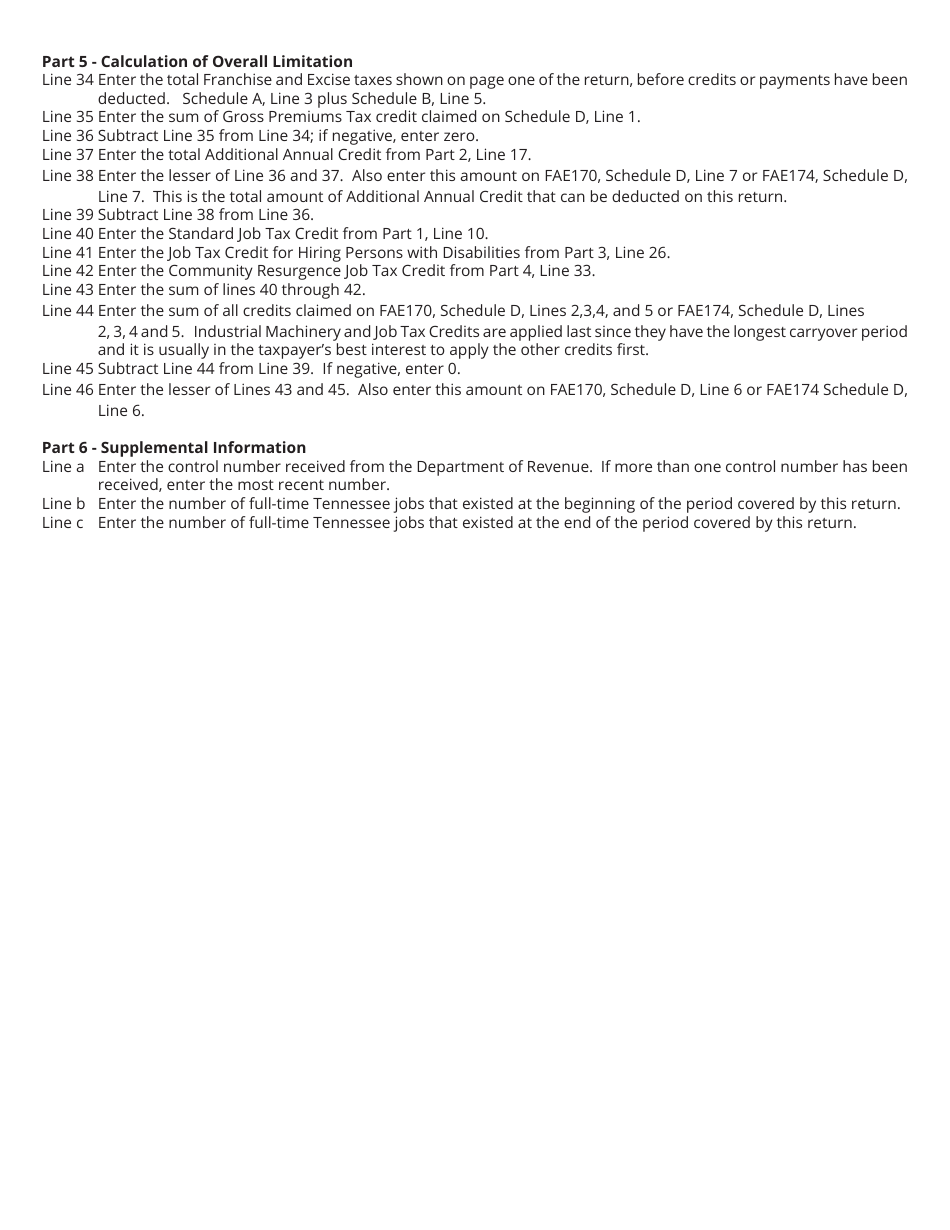 Form RV-F1402401 Schedule X Franchise and Excise Tax Job Credit Computation - Tennessee, Page 6