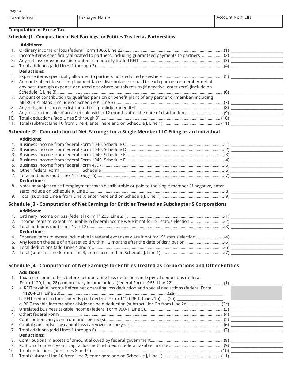 Form FAE174 (RV-R0012001) Franchise and Excise Financial Institution and Captive Real Estate Investment Trust Tax Return - Tennessee, Page 4