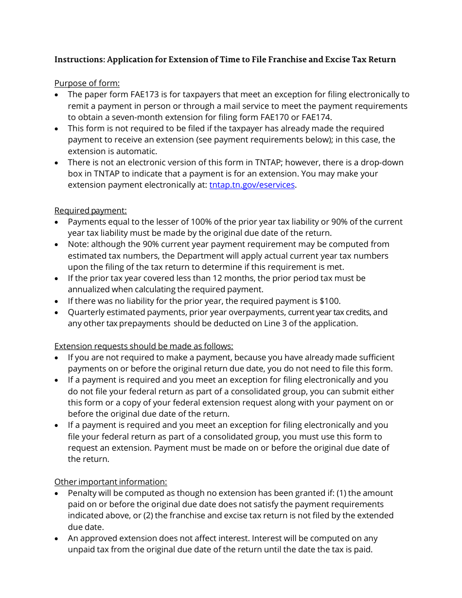 Form FAE173 (RVR0011401) Download Printable PDF or Fill Online