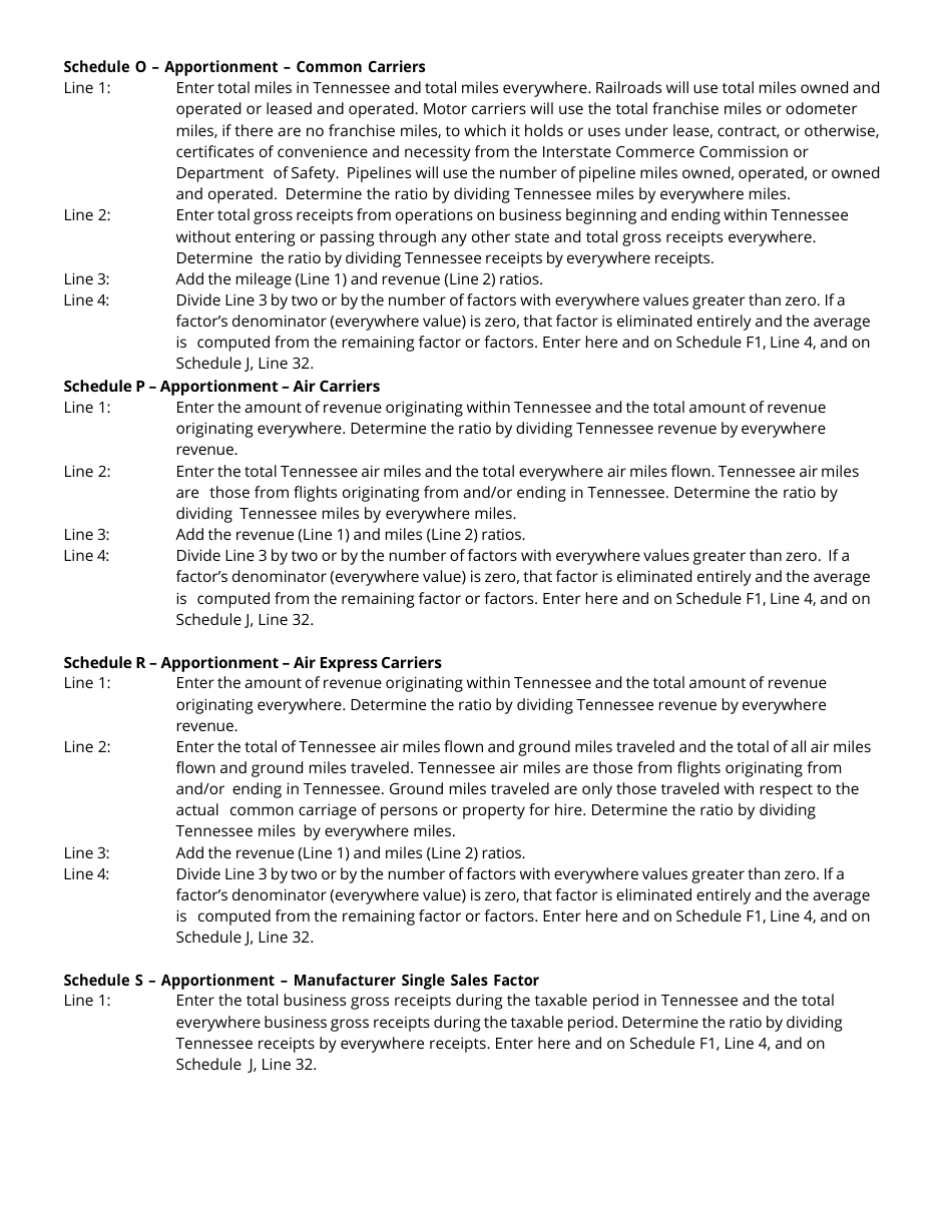 Instructions for Form FAE170, RV-R0011001 Franchise and Excise Tax Return - Tennessee, Page 14