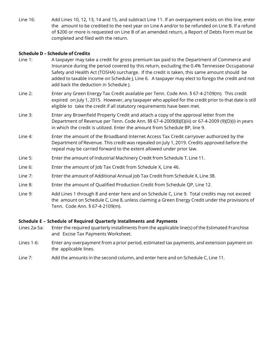 Download Instructions for Form FAE170, RVR0011001 Franchise and Excise