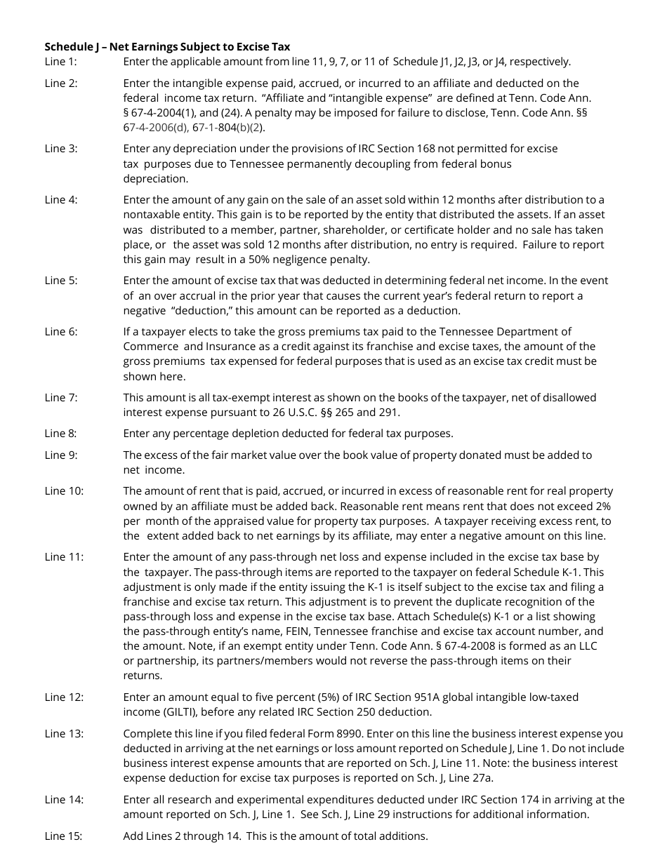 Instructions for Form FAE170, RV-R0011001 Franchise and Excise Tax Return - Tennessee, Page 9
