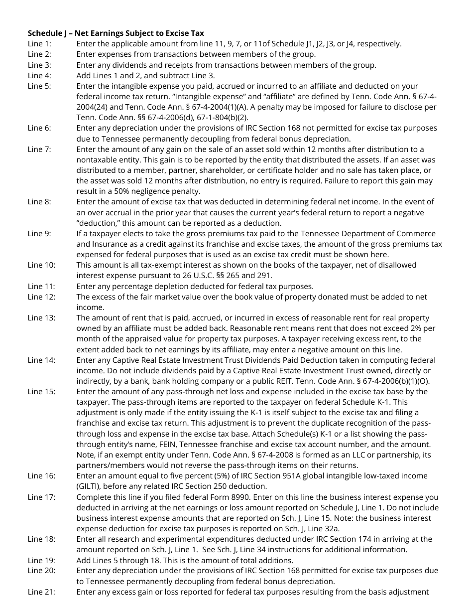 Instructions for Form FAE174, RV-R0012001 Franchise and Excise Financial Institution and Captive Real Estate Investment Trust Tax Return - Tennessee, Page 9