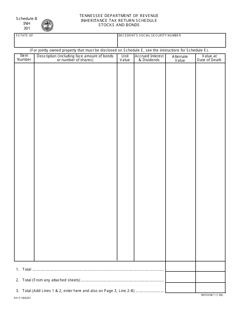 Form INH301 (RV-F1400201) Schedule B  Printable Pdf