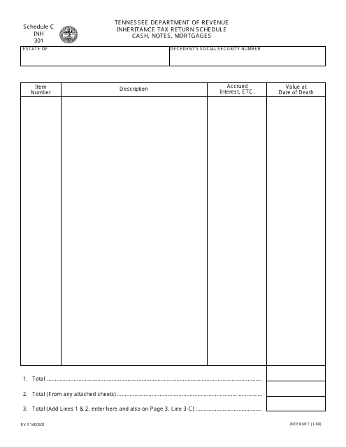 Form INH301 (RV-F1400301) Schedule C  Printable Pdf
