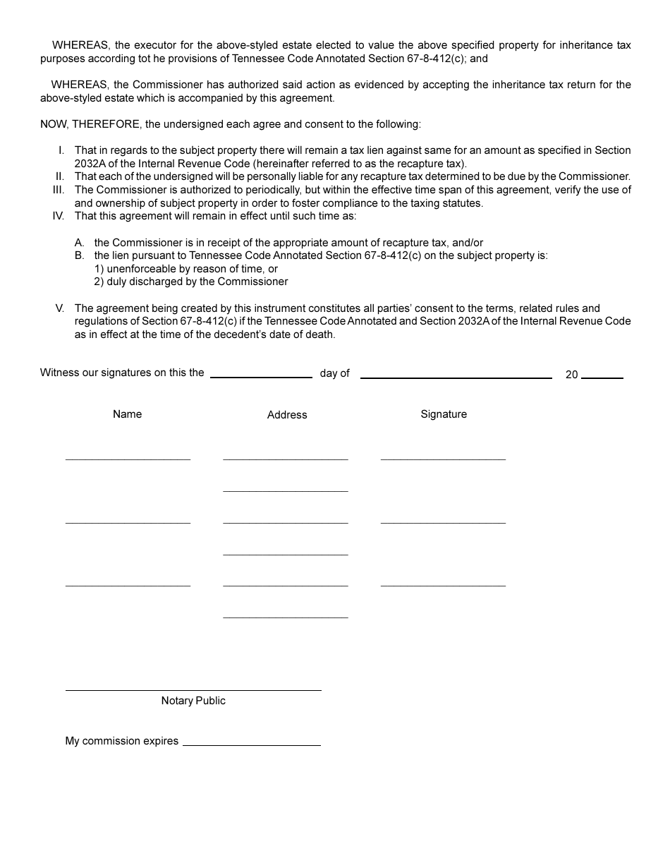 Form RV-F1403701 Agreement Property Valued for Special Use Purpose - Tennessee, Page 2