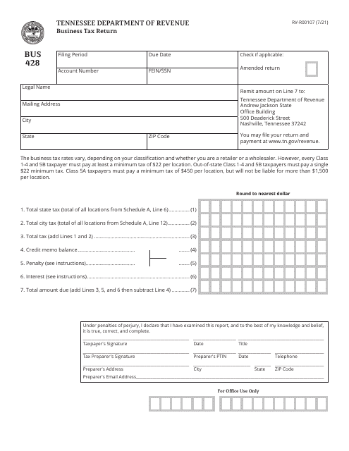 Form BUS428 (RV-R00107)  Printable Pdf