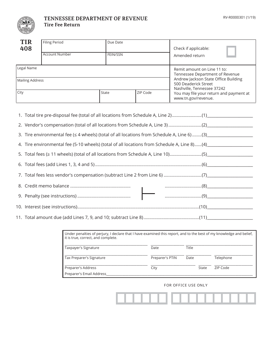 Form TIR408 (RVR0000301) Fill Out, Sign Online and Download