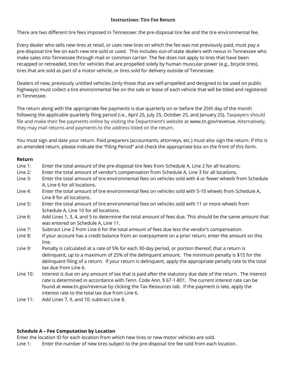 Form TIR408 (RV-R0000301) Tire Pre-disposal Fee Return - Tennessee, Page 3