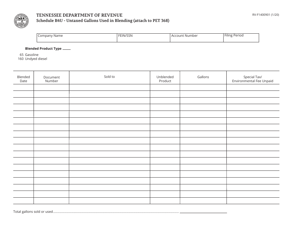 Form PET368 (RV-R0008801) Blenders Return - Tennessee, Page 2