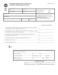 Form PET373 (RV-R0009301) Petroleum Products Transporter Return - Tennessee