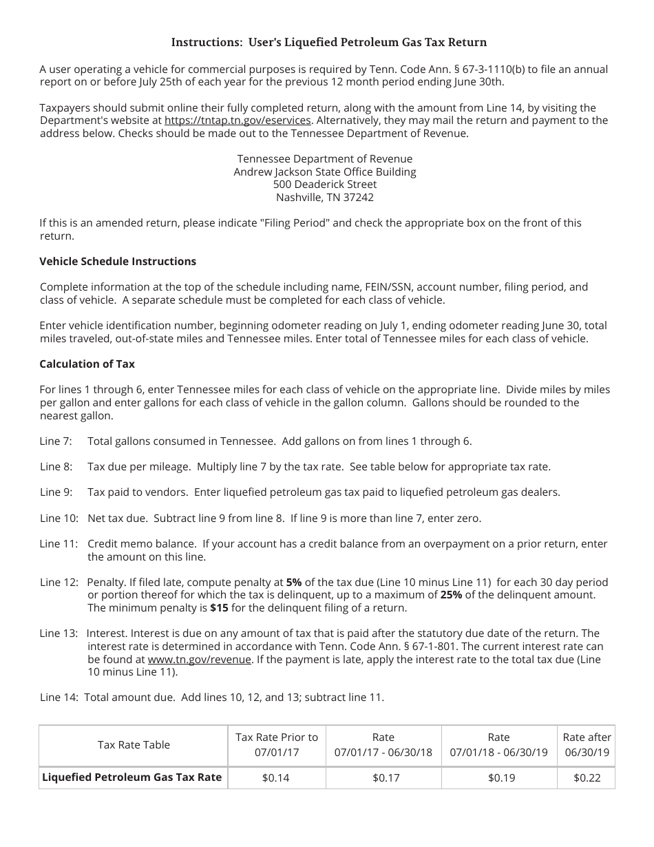 Form PET356 (RV-R0004401) Users Liquefied Petroleum Gas Tax Return - Tennessee, Page 3