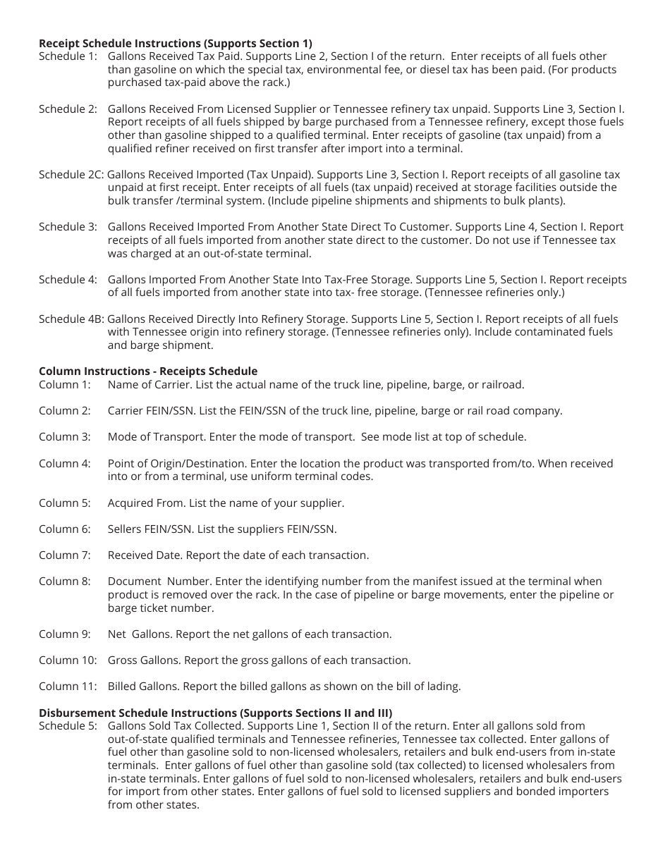 Form PET350 (RV-R0004501) Distributor Monthly Fuel Tax Return - Tennessee, Page 10
